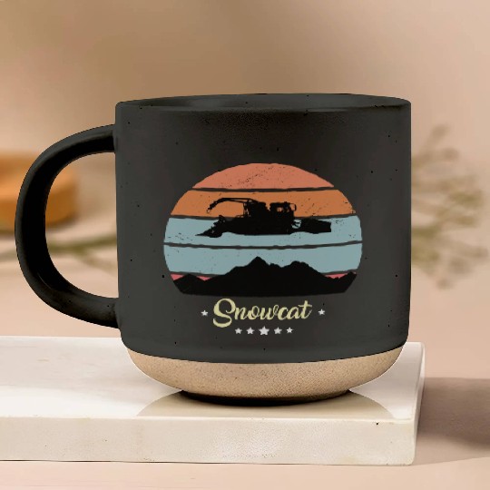Snowcat Vintage Snow Vehicles Retro Sunset Pottery Mugs