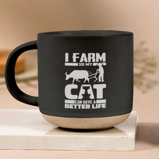 Farming Farmer Cat Pottery Mugs