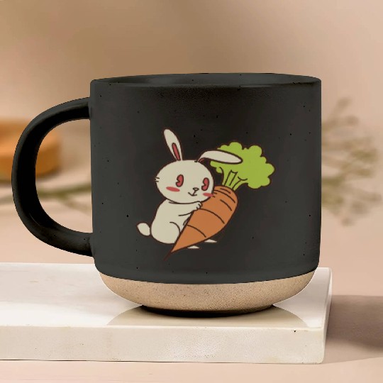 Rabbit And Carrot Pottery Mugs