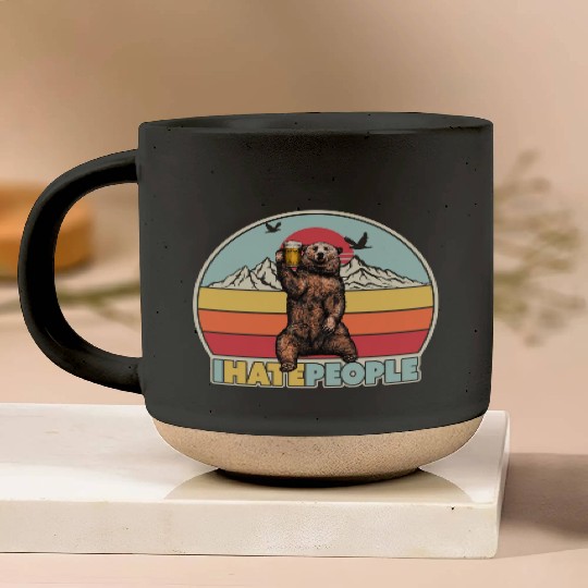 I Hate People Bear Pottery Mugs
