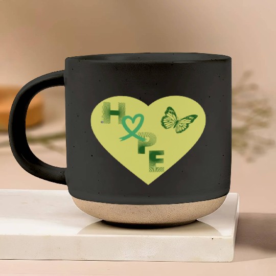 Liver Cancer Hope & Butterfly Yellow/Green Pottery Mugs