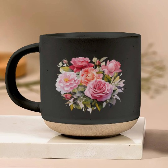 Nature's Artistic Elegance English Rose Tapestry Pottery Mugs