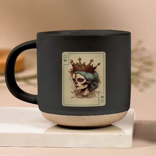 Queen of Hearts Gothic Poker Card Game Halloween Pottery Mugs