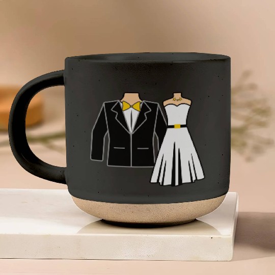 Wedding clothes bride groom Pottery Mugs