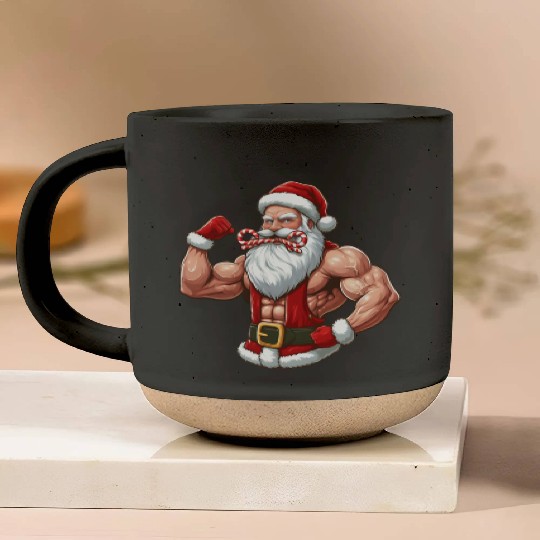 Muscular Santa Fit for the holidays Pottery Mugs