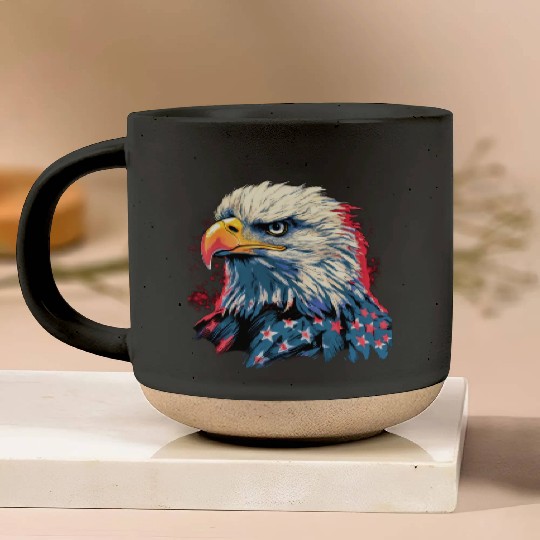 Patriotic American Eagle 1980s Pottery Mugs