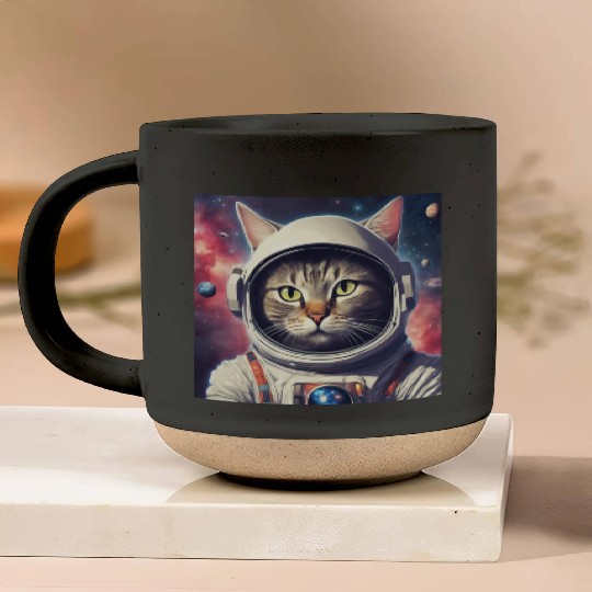 space cat Pottery Mugs