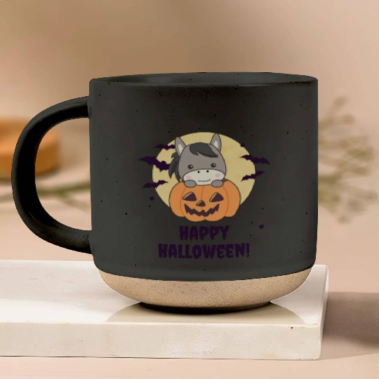 Donkey In Pumpkin Sweet Donkey Happy Halloween Pottery Mugs