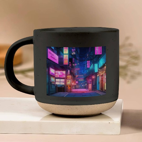 Anime-Inspired Tokyo Street Digital Art - Vibrant Pottery Mugs