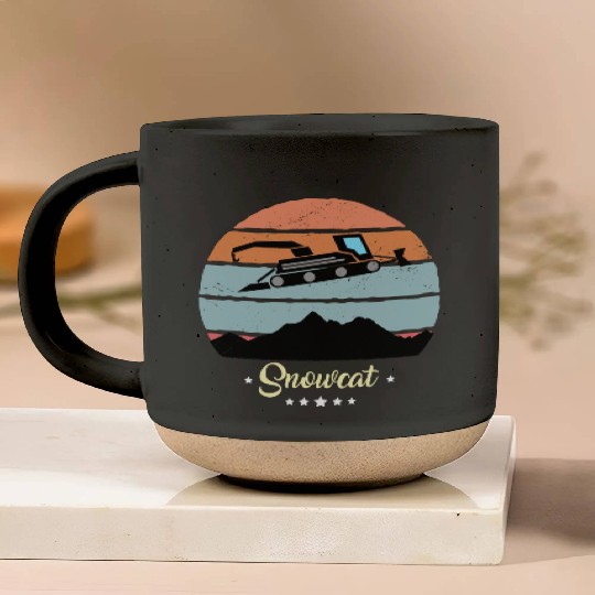 Snowcat Vintage Snow Vehicles Retro Sunset Pottery Mugs