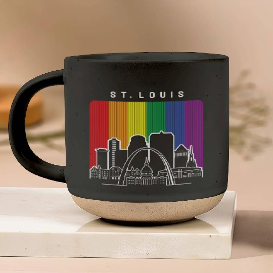 St. Louis Missouri Rainbow Flag LGBTQAI Pride Pottery Mugs