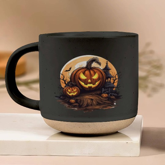 Halloween Haunted House Spell Pumpkin Bat Pottery Mugs