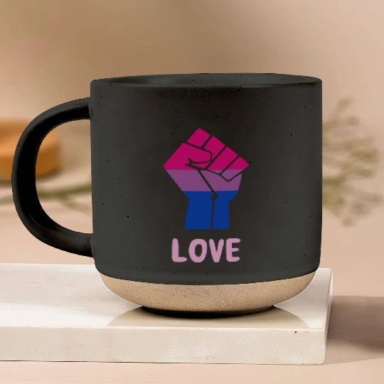 Love Bisexual Pride Fist Design for Equality Pottery Mugs