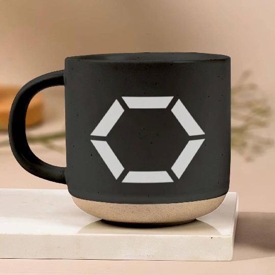 White Hexagon Shape Pottery Mugs