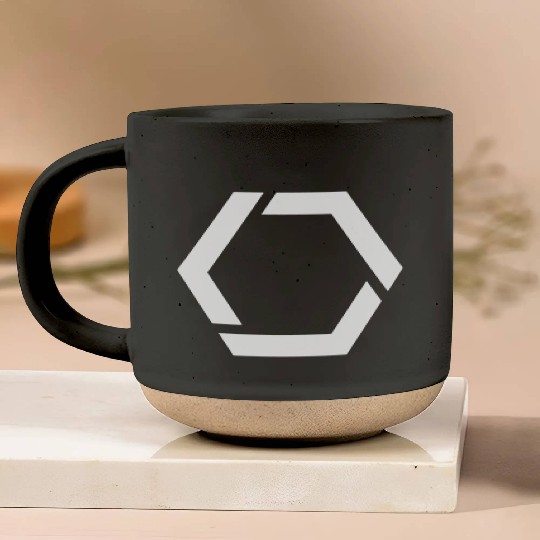 White Hexagon Shape Pottery Mugs