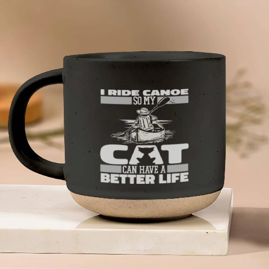 Canoe Canoeing Canoeist Cat Pottery Mugs
