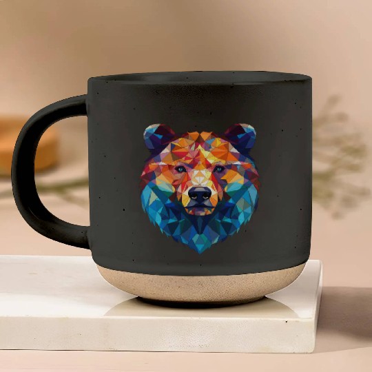 Wild Psychedelic Bear Geometric Vibrant Pottery Mugs