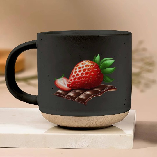 Sweet Temptation: Strawberry Meets Dark Chocolate Pottery Mugs