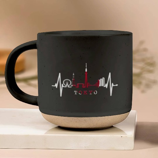 Tokyo Skyline Heartbeat Japanese Heart Love Tokyo Pottery Mugs