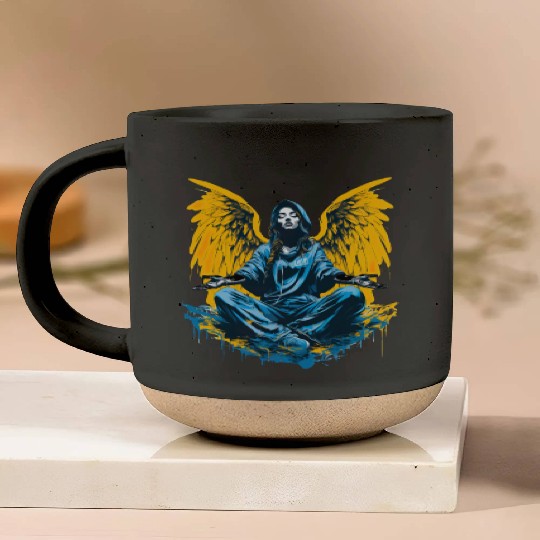Woman with Angel Wings Angel Esoteric Wings Pottery Mugs