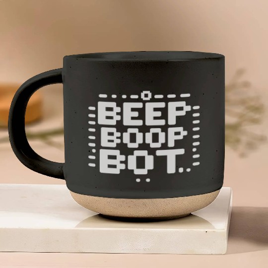 Beep Boop Bot - Retro 8-bit Robot Typography Pottery Mugs