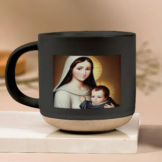 Mother Mary and Baby Jesus Pottery Mugs