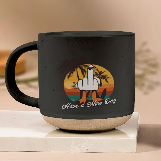 Funny Seagull Middle Finger - Have a Nice Day Pottery Mugs