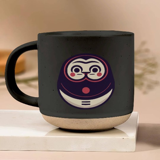 Kawaii Cat Face Daruma Doll Pottery Mugs