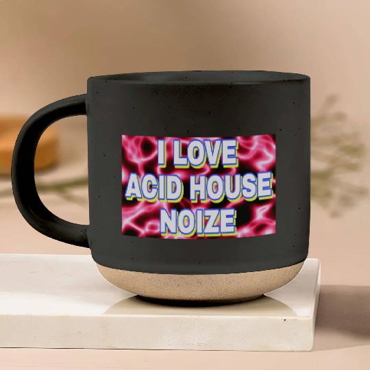 I LOVE ACID HOUSE NOIZE WHITE FONTS Pottery Mugs