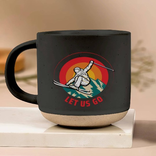 "Winter Wonderland Thrills: Snowboarder's Paradise Pottery Mugs