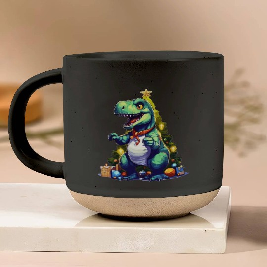 Dino Christmas Funny T-Rex Christmas Tree Mens Boy Pottery Mugs