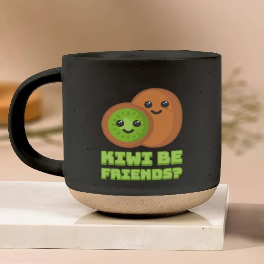 Kiwi Be Friends? Cute Kiwi Cartoon Pottery Mugs