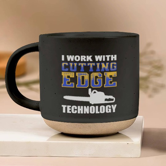 Forest Arboriculturist Lumberjack Chainsaw Logo Pottery Mugs