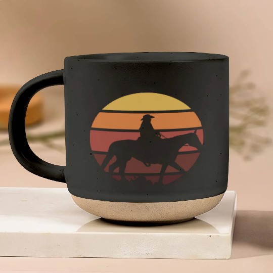 Western Cowboy Horse Rider Pottery Mugs