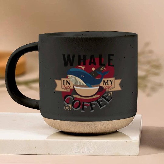 Whale In My Coffee Pottery Mugs