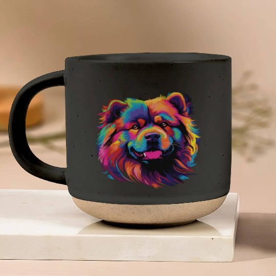 Watercolor Colorful Chow Chow Pottery Mugs