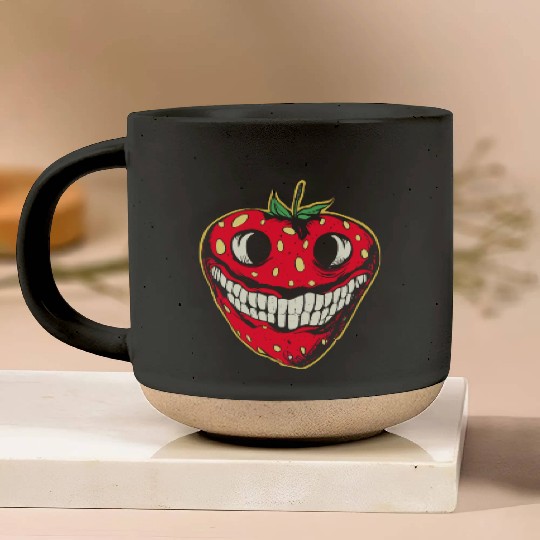 Strawberry Jack-o-lantern Pottery Mugs