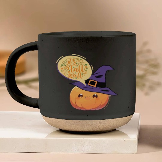 Cute Little Witch Pumpkin WithFall Greeting Pottery Mugs