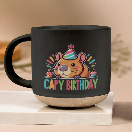 Capybara Capy Birthday Pun Happy Birthday Pottery Mugs
