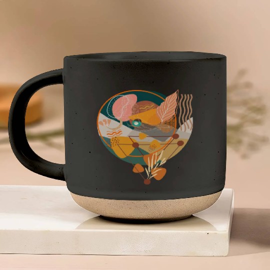 Contemporary Bohemian Celestial Art Pottery Mugs