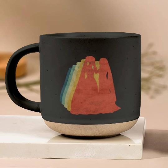 Lesbian Couple Romantic Wedding Wife Retro Pottery Mugs