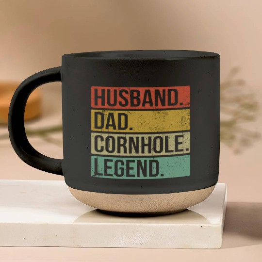 Cornhole Vintage Husband Dad Legend Pottery Mugs