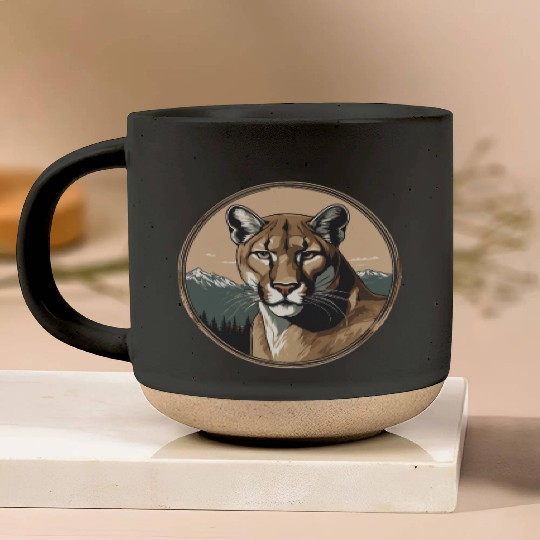 Mountain Lion Cougar Pottery Mugs
