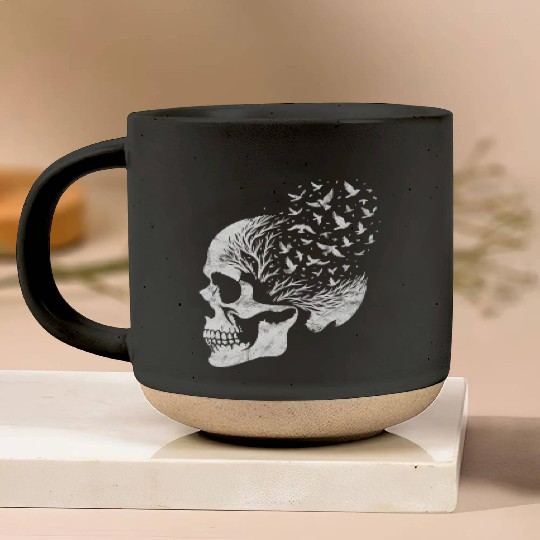 Vintage Skull Graphic Halloween Gothic Emo Pottery Mugs