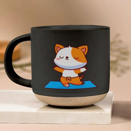 Zen Kitty Yoga Pottery Mugs
