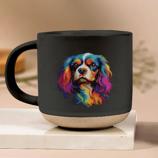 Watercolor Colorful Cavalier King Charles Spaniel Pottery Mugs