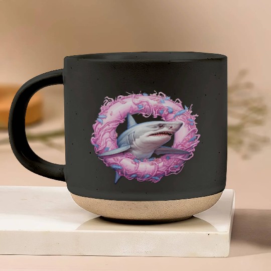 shark in an inflatable ring Pottery Mugs
