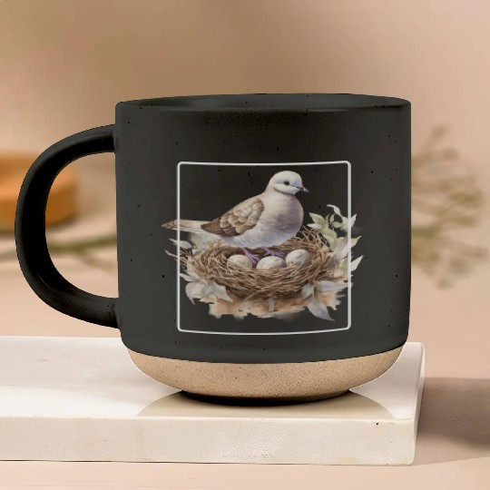 Quail Bird With Eggs Pottery Mugs