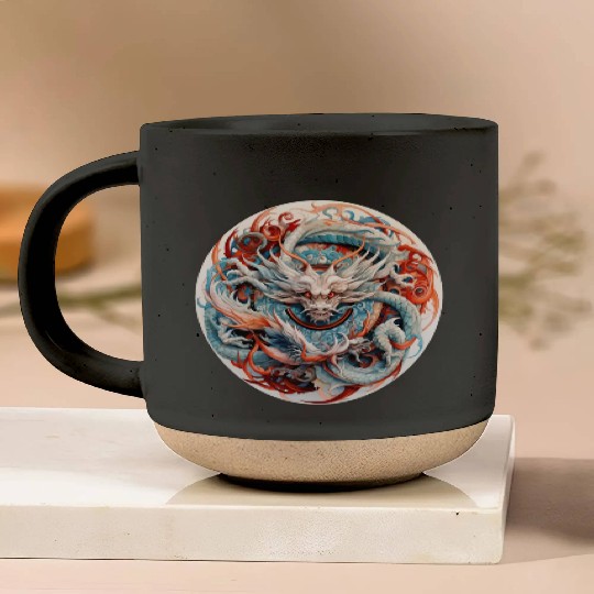 Chinese Dragon Mandala Art Pottery Mugs
