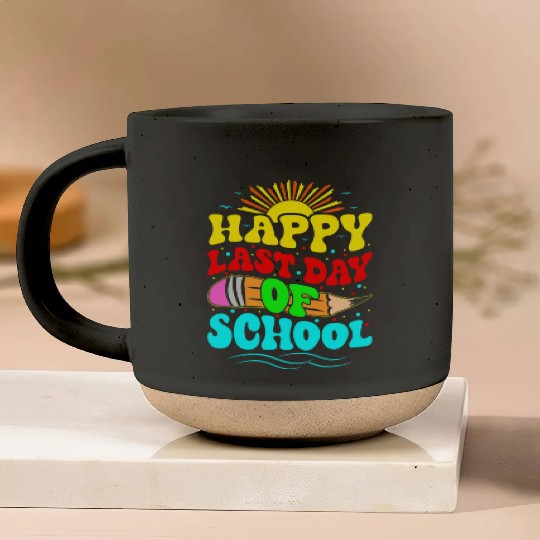 Happy Last Day Of School Teacher Students Groovy Pottery Mugs